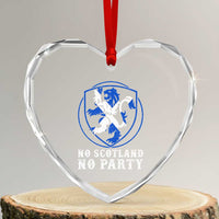 No Scotland No Party Distressed Shield Saltire Cross Heart Crystal Glass Ornament Vintage Football Fans Game Day
