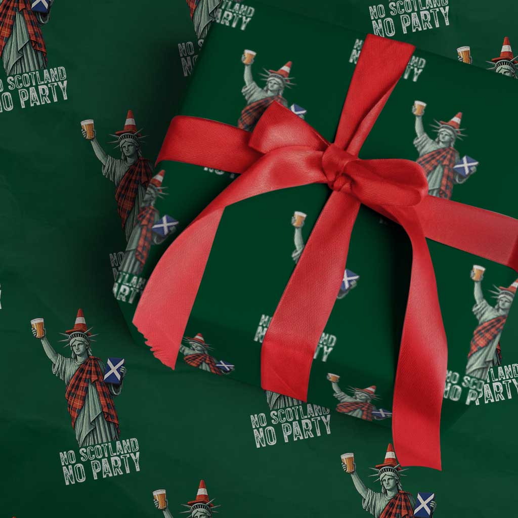 No Scotland No Party Funny Statue of Liberty Celebration Wrapping Paper Roll Saltire Flag Glasgow Cone Scottish Football Fans
