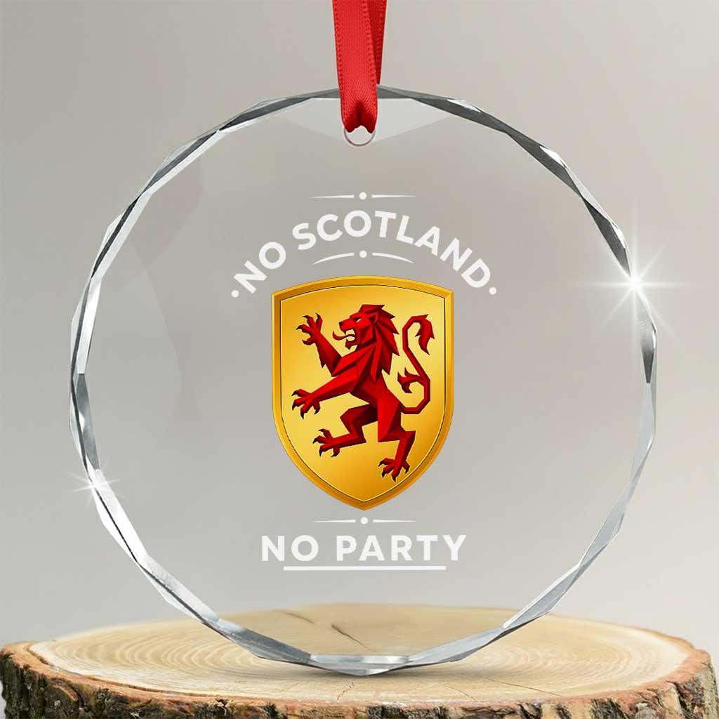 No Scotland No Party Gold Heraldic Shield Red Lion Rampant Crystal Glass Ornament Game Day Soccer Fans Football Tournament