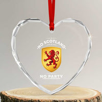 No Scotland No Party Gold Heraldic Shield Red Lion Rampant Heart Crystal Glass Ornament Game Day Soccer Fans Football Tournament