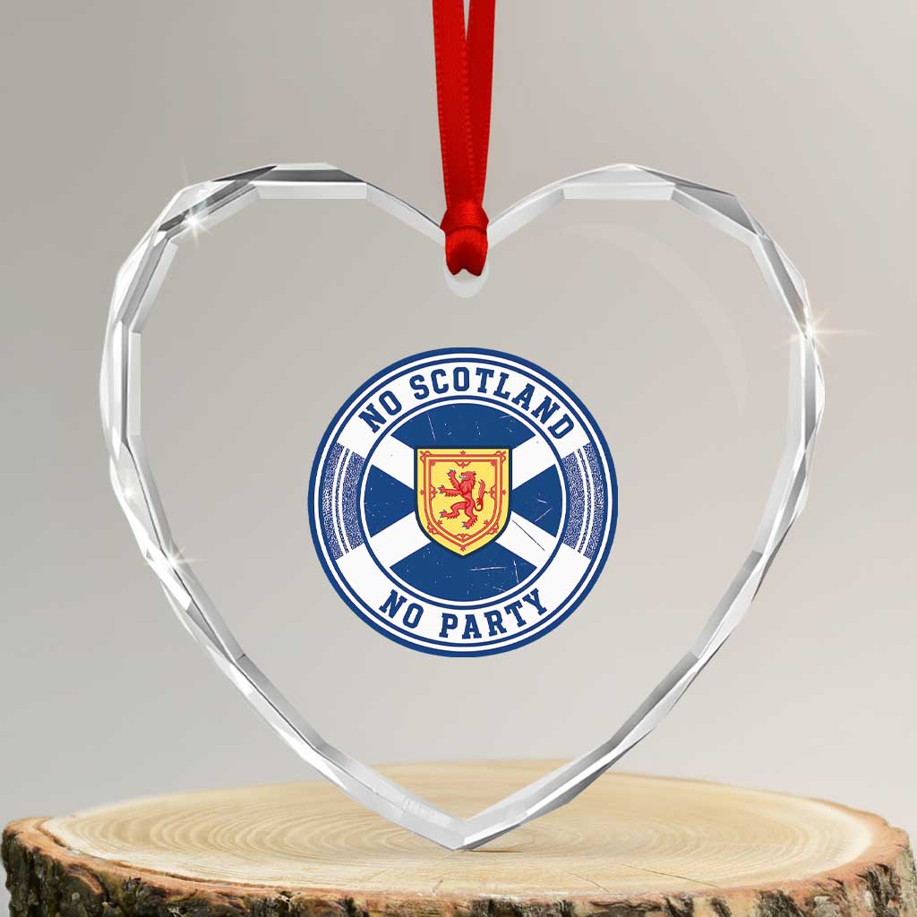 No Scotland No Party Heart Crystal Glass Ornament Scottish Lion Rampant Crest Vintage Saltire Flag
