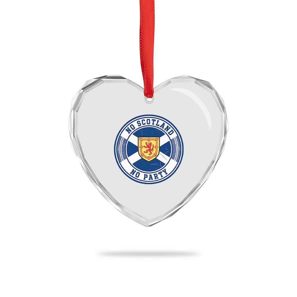 No Scotland No Party Heart Crystal Glass Ornament Scottish Lion Rampant Crest Vintage Saltire Flag