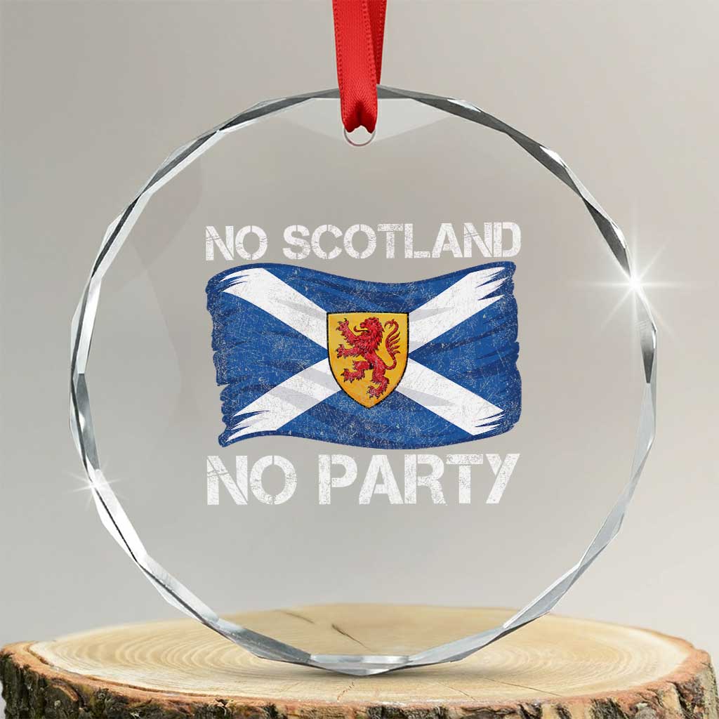 No Scotland No Party Saltire Flag Lion Rampant Crest Crystal Glass Ornament Game Day Soccer Fans Football Tournament