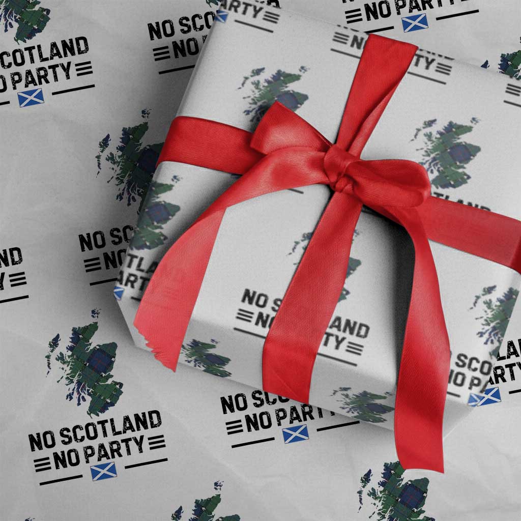 No Scotland No Party Tartan Plaid and Map Wrapping Paper Roll Vintage Scottish Football Supporter Sports Fans Spirit