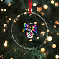 No Shame In My Recovery Game Crystal Glass Ornament Messy Bun Semicolon Graphic