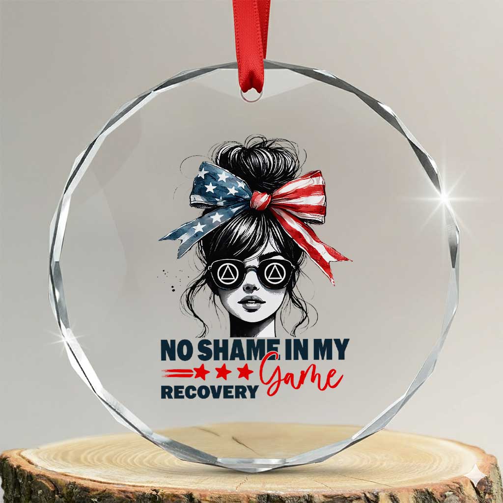 No Shame In My Recovery Game Crystal Glass Ornament Sobriety AA NA Anniversary