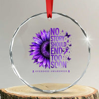 No Story Should End Too Soon Purple Sunflower Overdose Awareness Crystal Glass Ornament