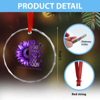 No Story Should End Too Soon Purple Sunflower Overdose Awareness Crystal Glass Ornament