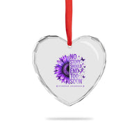 No Story Should End Too Soon Purple Sunflower Overdose Awareness Heart Crystal Glass Ornament