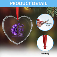 No Story Should End Too Soon Purple Sunflower Overdose Awareness Heart Crystal Glass Ornament