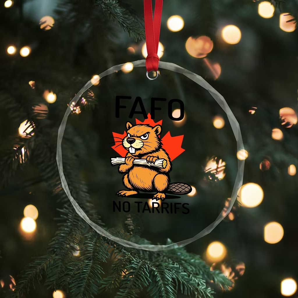 No Tariffs Canada Crystal Glass Ornament Never 51st State Canadian Beaver TS02