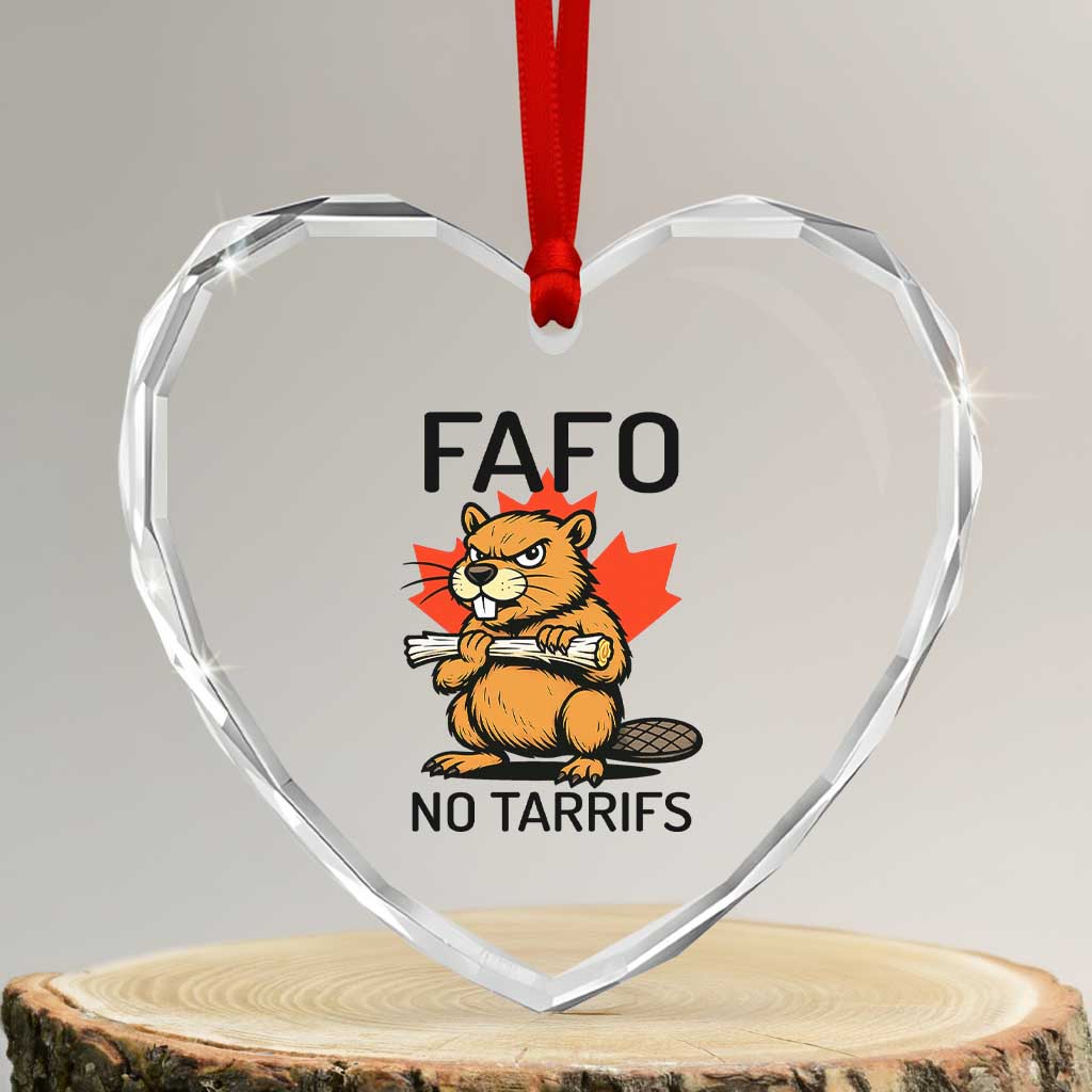 No Tariffs Canada Heart Crystal Glass Ornament Never 51st State Canadian Beaver - Wonder Print Shop
