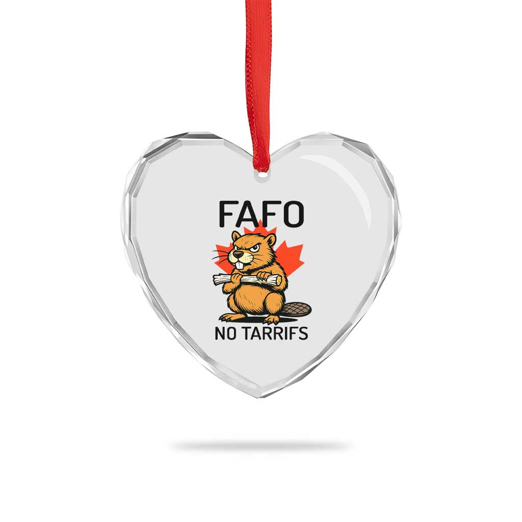 No Tariffs Canada Heart Crystal Glass Ornament Never 51st State Canadian Beaver - Wonder Print Shop