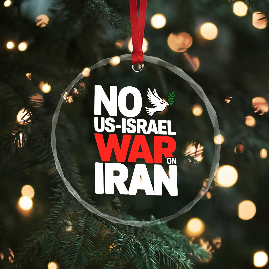 No US Israel War On Iran Crystal Glass Ornament Anti War Peace Dove
