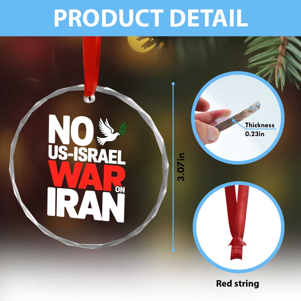 No US Israel War On Iran Crystal Glass Ornament Anti War Peace Dove