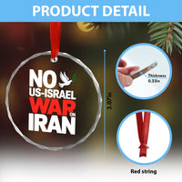 No US Israel War On Iran Crystal Glass Ornament Anti War Peace Dove