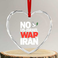 No US Israel War On Iran Heart Crystal Glass Ornament Anti War Peace Dove