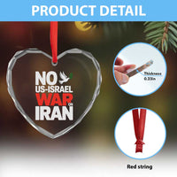 No US Israel War On Iran Heart Crystal Glass Ornament Anti War Peace Dove