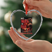 No US Israel War On Iran Heart Crystal Glass Ornament Peace Not War