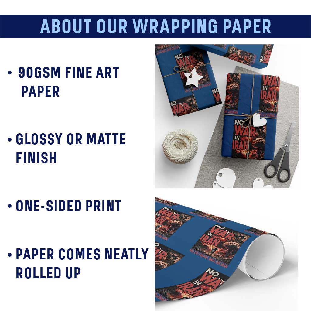 No US Israel War On Iran Wrapping Paper Roll Peace Not War