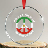 No War On Iran Peace Symbol Crystal Glass Ornament Iranian Lion Emblem Anti War Protest