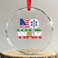 No War USA Israel Iran Flags Crystal Glass Ornament Anti War Protest Political Statement