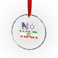 No War USA Israel Iran Flags Crystal Glass Ornament Anti War Protest Political Statement