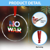 No War USA Israel Iran Flags Crystal Glass Ornament Anti War Protest Political Statement