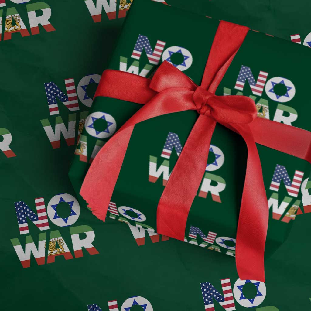 No War USA Israel Iran Flags Wrapping Paper Roll Anti War Protest Political Statement