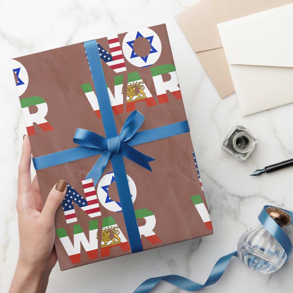 No War USA Israel Iran Flags Wrapping Paper Roll Anti War Protest Political Statement