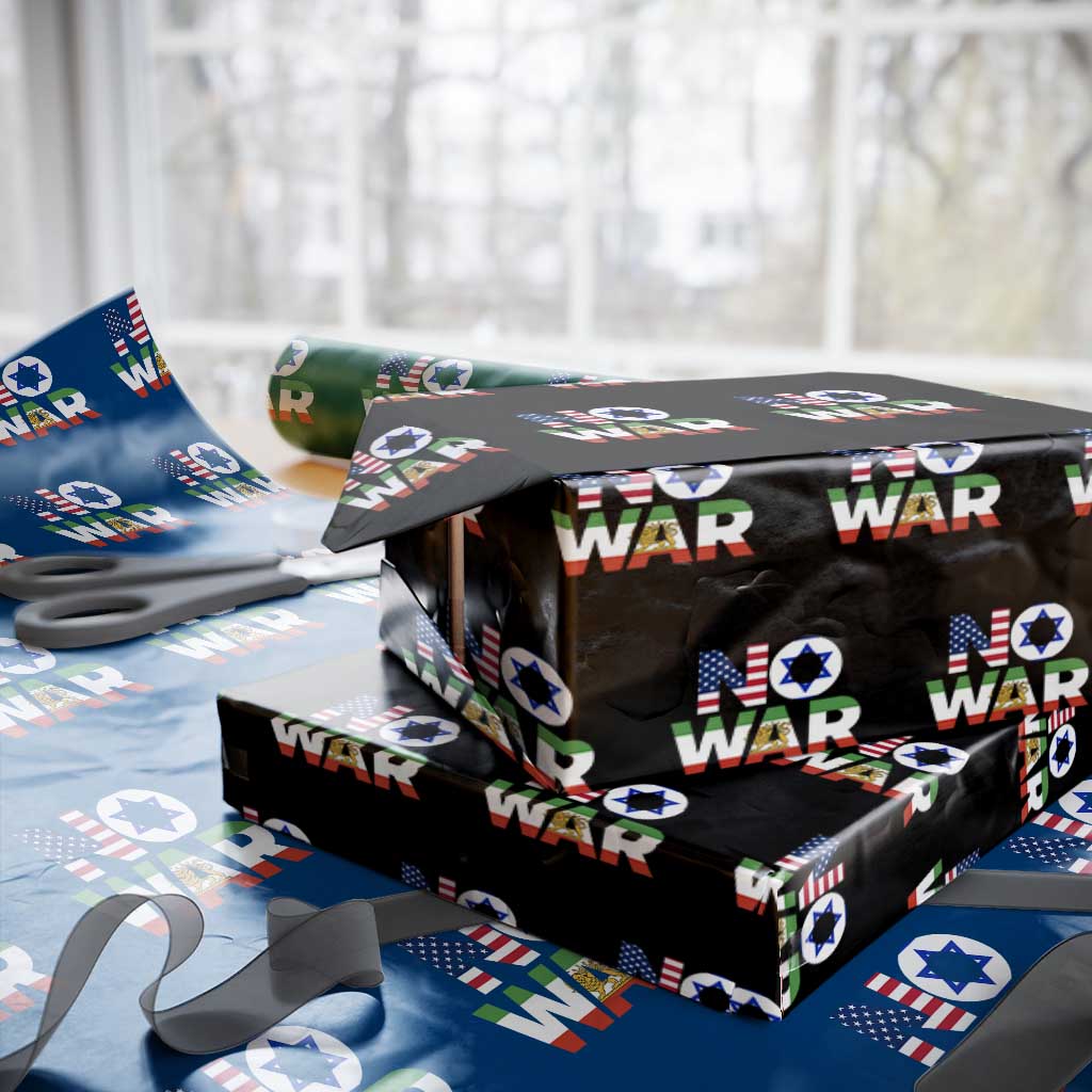 No War USA Israel Iran Flags Wrapping Paper Roll Anti War Protest Political Statement