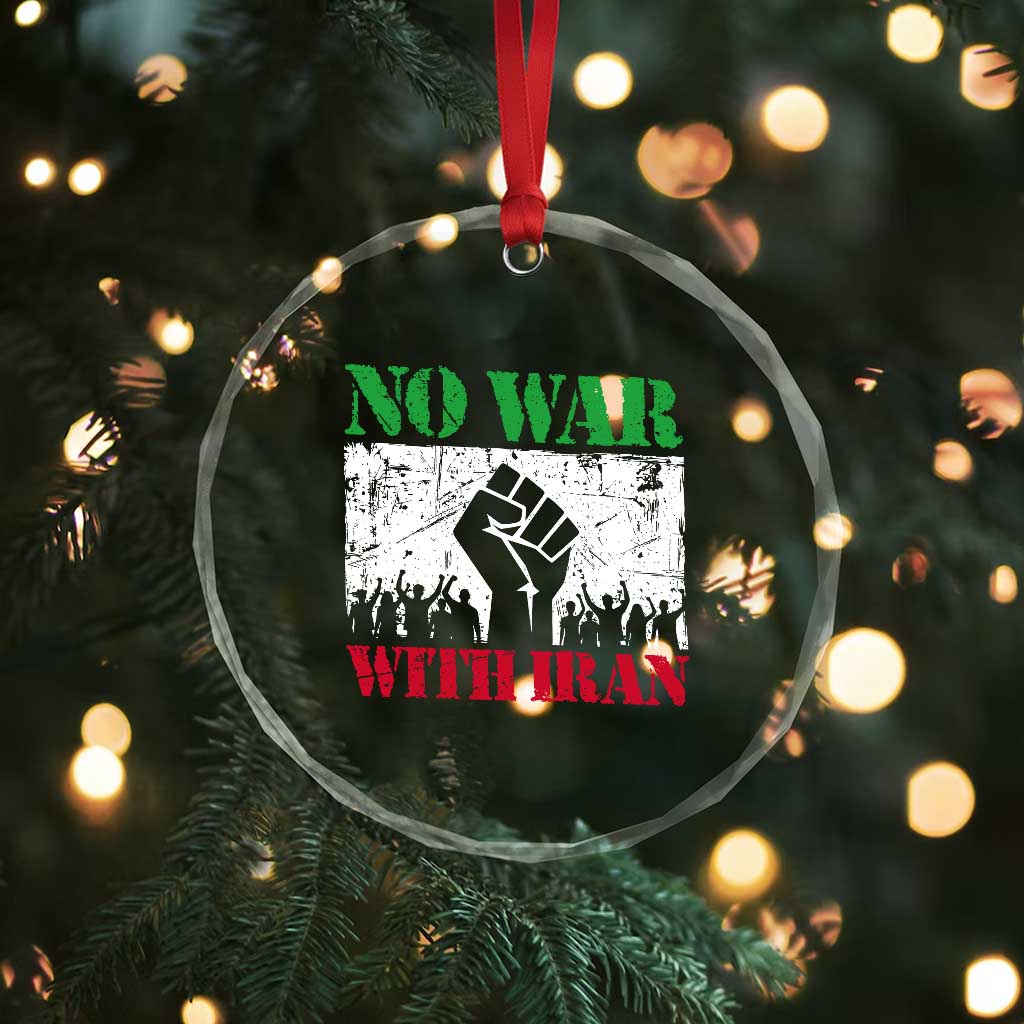No War With Iran Crystal Glass Ornament Free Iran Peace Seeker Gift