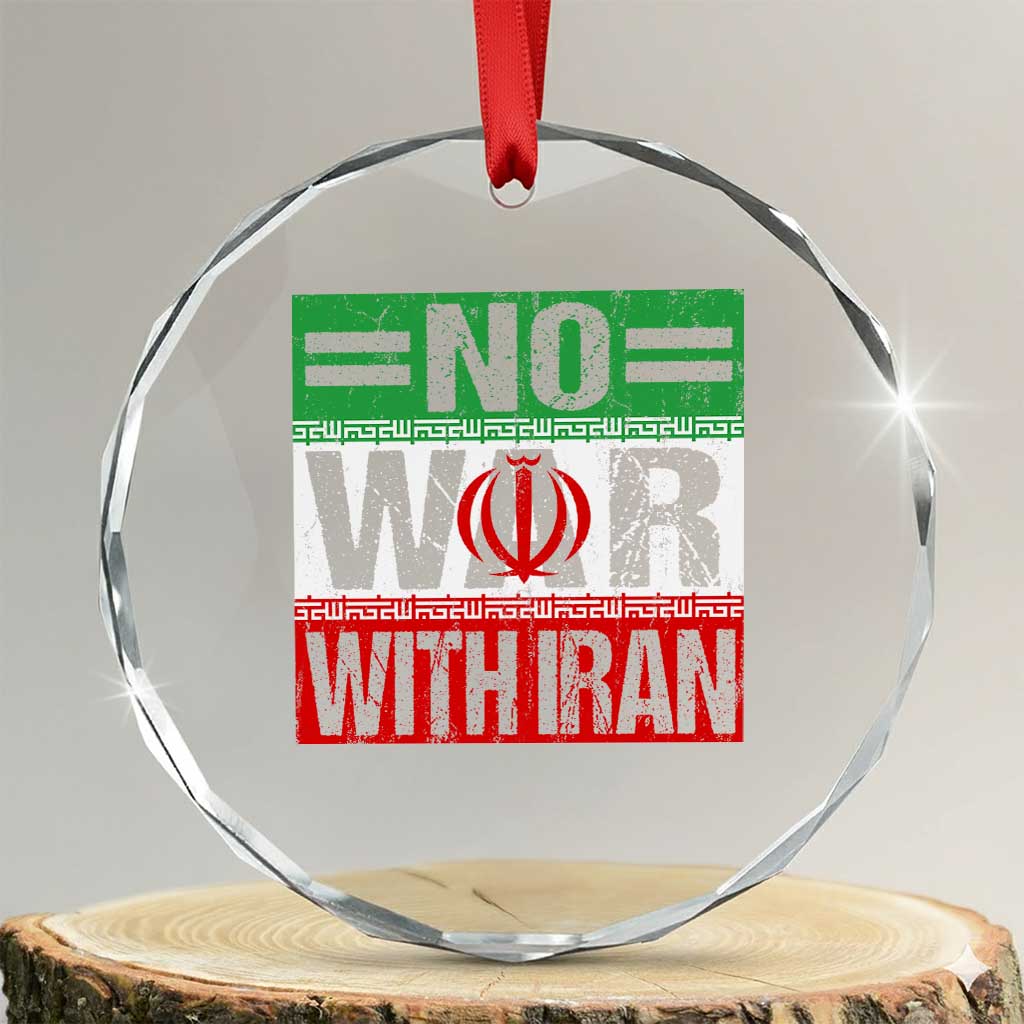No War With Iran Crystal Glass Ornament Freedom For Iranians Vintage Iran Flag