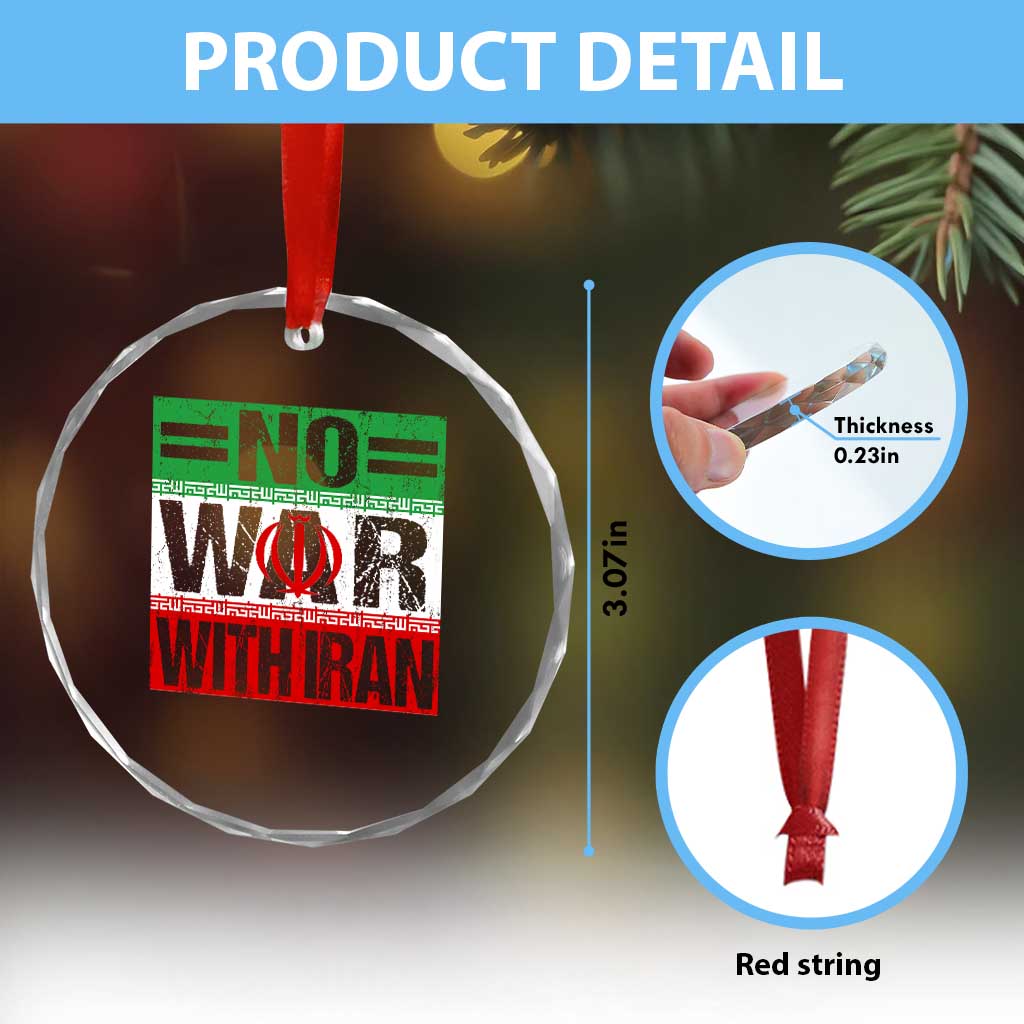 No War With Iran Crystal Glass Ornament Freedom For Iranians Vintage Iran Flag