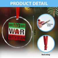 No War With Iran Crystal Glass Ornament Freedom For Iranians Vintage Iran Flag