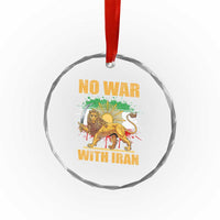 No War With Iran Crystal Glass Ornament Iran Flag Lion And Sun Persian Pride