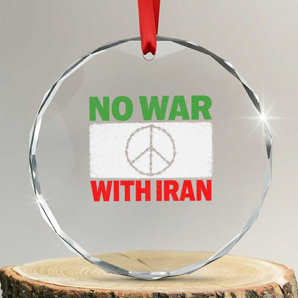 No War With Iran Crystal Glass Ornament Iranian People Support Barbed Wire Peace Sign