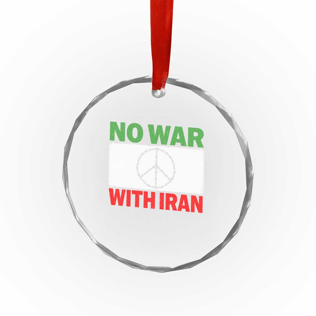 No War With Iran Crystal Glass Ornament Iranian People Support Barbed Wire Peace Sign