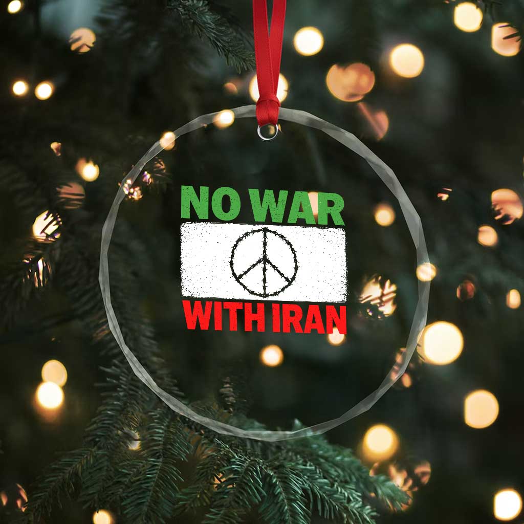 No War With Iran Crystal Glass Ornament Iranian People Support Barbed Wire Peace Sign
