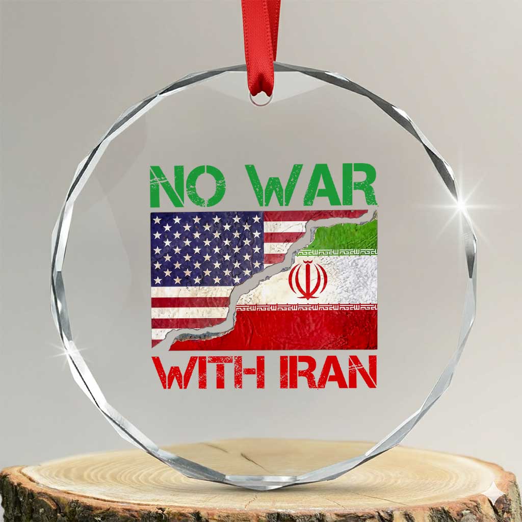 No War With Iran Crystal Glass Ornament Middle East Freedom
