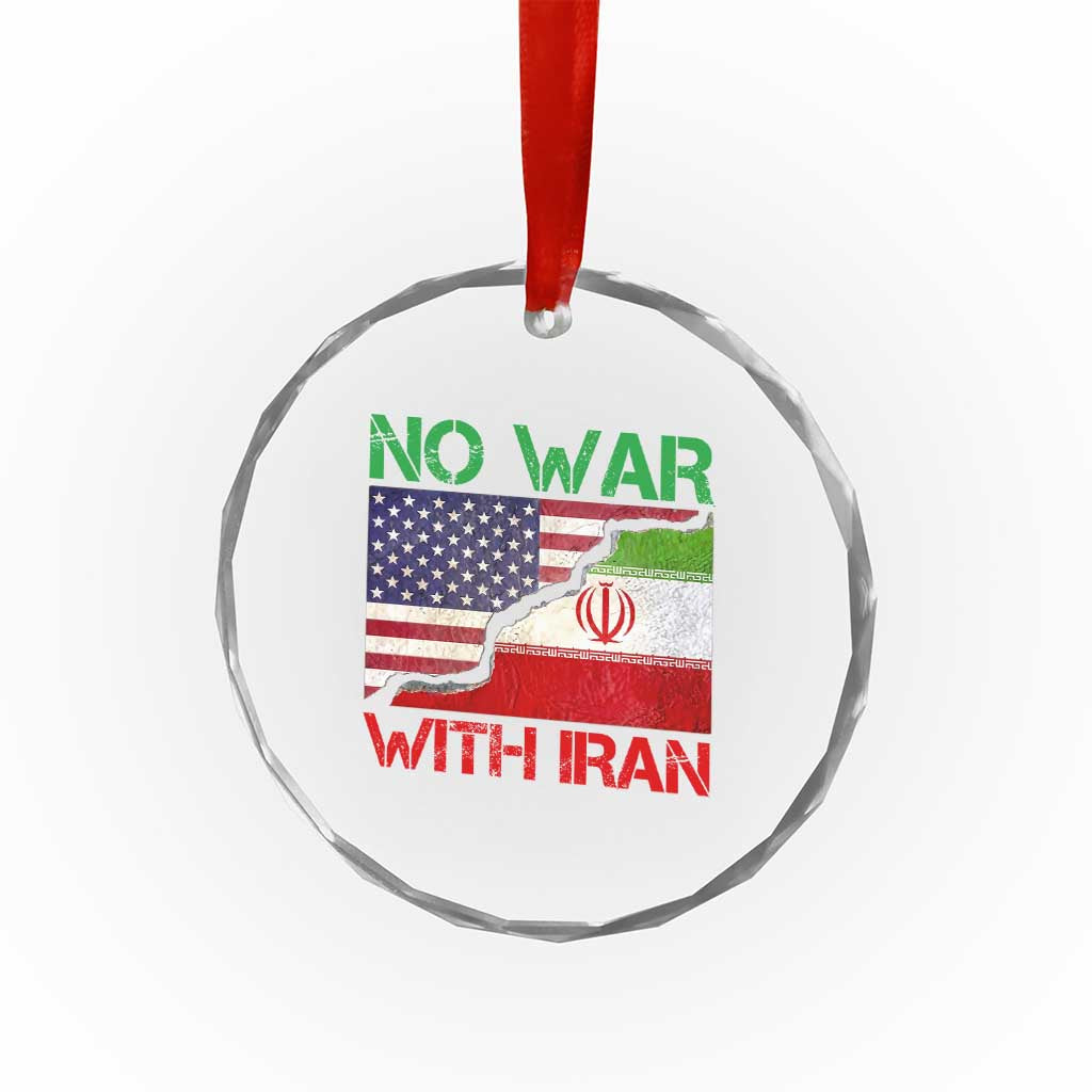 No War With Iran Crystal Glass Ornament Middle East Freedom