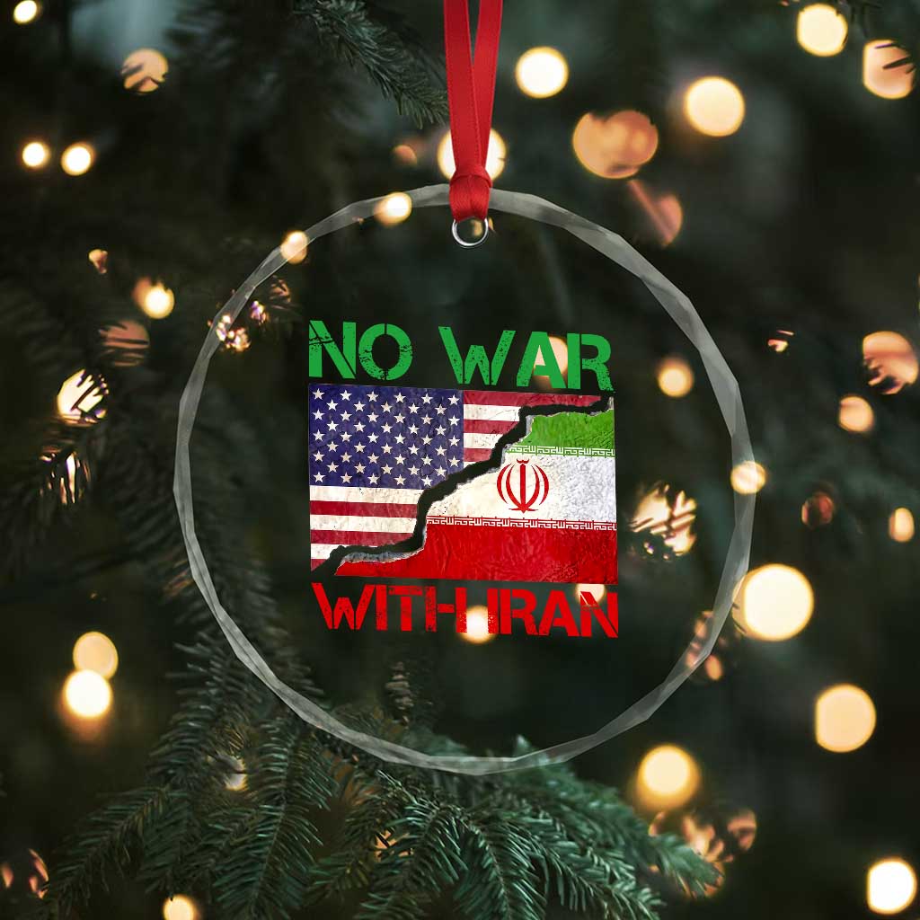 No War With Iran Crystal Glass Ornament Middle East Freedom