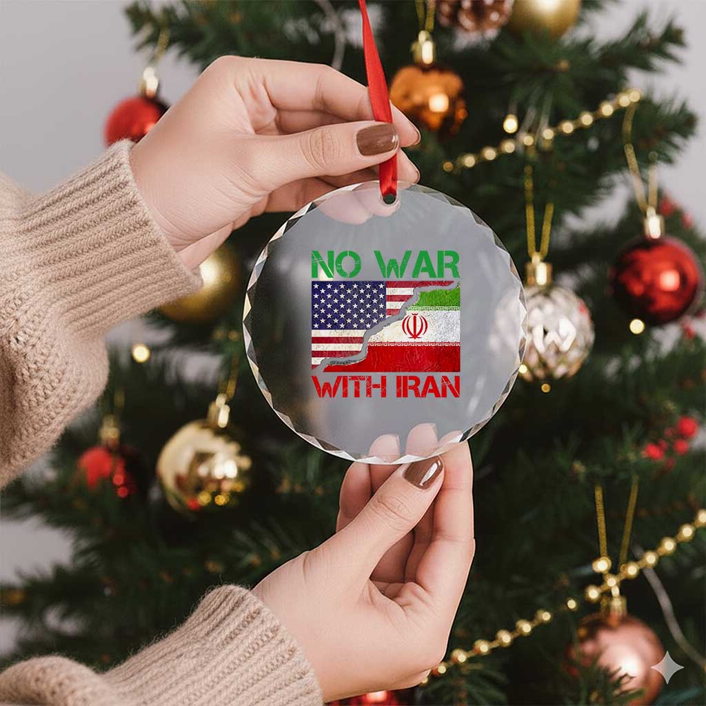 No War With Iran Crystal Glass Ornament Middle East Freedom