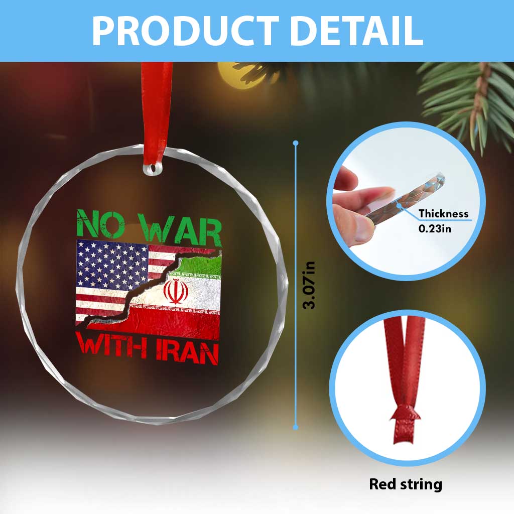 No War With Iran Crystal Glass Ornament Middle East Freedom