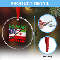 No War With Iran Crystal Glass Ornament Middle East Freedom