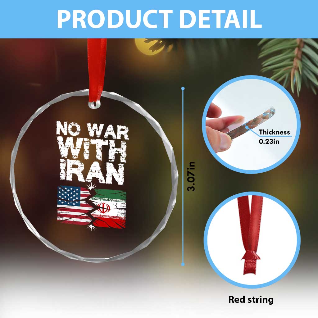 No War With Iran Crystal Glass Ornament Support Iranian People Peace