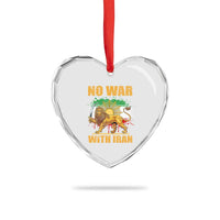 No War With Iran Heart Crystal Glass Ornament Iran Flag Lion And Sun Persian Pride