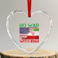 No War With Iran Heart Crystal Glass Ornament Middle East Freedom