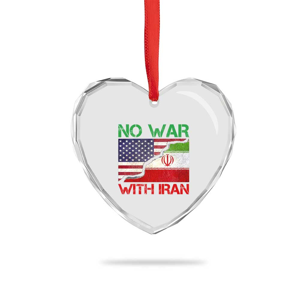 No War With Iran Heart Crystal Glass Ornament Middle East Freedom