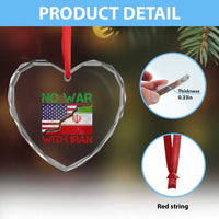 No War With Iran Heart Crystal Glass Ornament Middle East Freedom